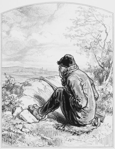 L&39;affût、Les Toquadesのプレート5、1858 作： Paul Gavarni